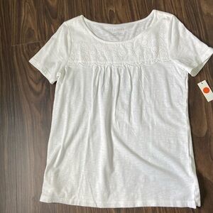 NWT Talbots white cotton/modal tee XS